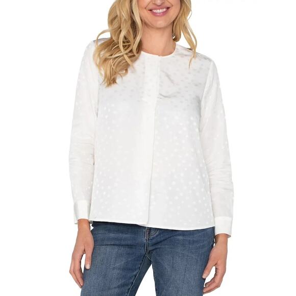 Liverpool Los Angeles Women White Viscose Woven Popover Relaxed Blouse Size XL - Picture 4 of 4